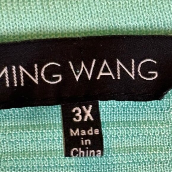 Ming Wang Sweater Women's Size‎ 3X Cardigan Open Front Green Black - Picture 3 of 4